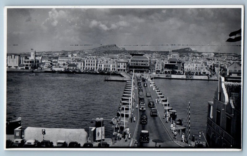 Curacao Netherlands Antilles Postcard Bridge River Buildings c1950's RPPC Photo