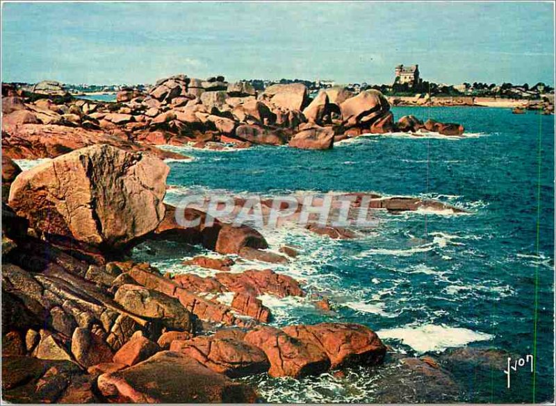 Postcard Modern Ploumanach North Cotes Pile of pink rocks along the coast