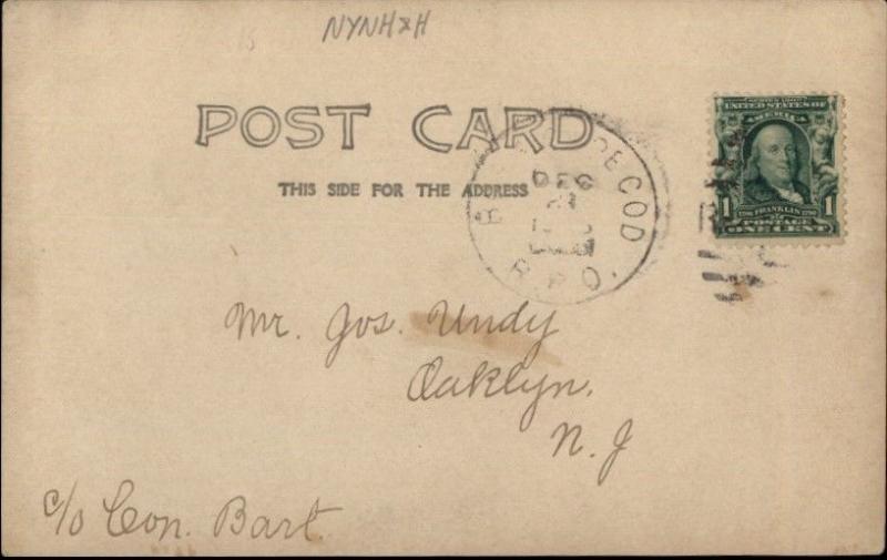 West Barnstable Cape Cod MA RR Train Station c1910 RPPC RPO Cancel