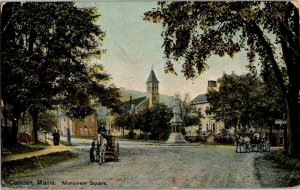 View of Monument Square in Camden ME c1912 Vintage Postcard W28