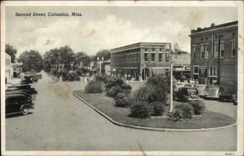 Columbia MS Second St. Postcard