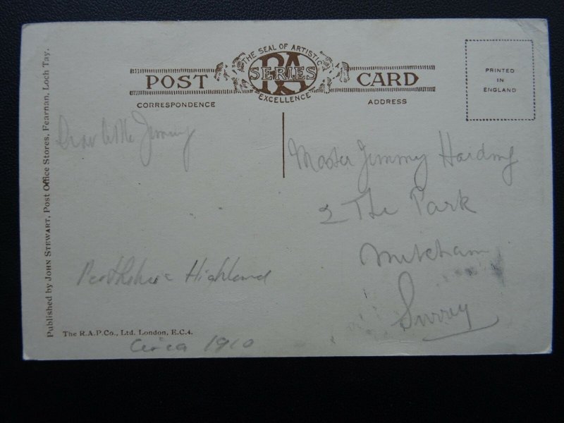 Scotland LOCH TAY Hotel Fearnan & POST OFFICE STORES John Stewart c1910 Postcard