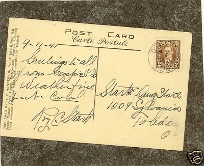 Gaspé, QC, Canada 1941 NEW BRUNSWICK Postcard
