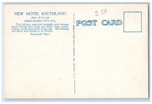 c1930 Exterior View New Hotel Southland Buses Okeechobee City Florida Postcard 