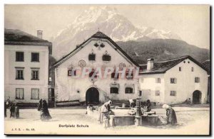 Old Postcard Switzerland Dorfplatz Schuls