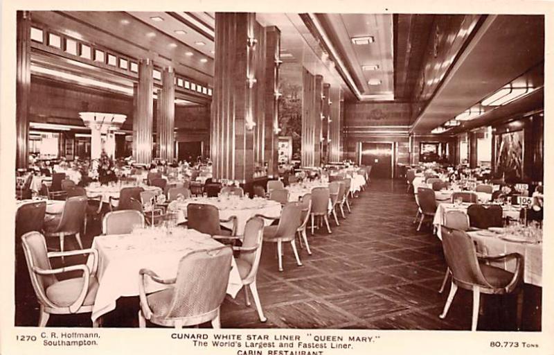 Cunard White Star Liner Queen Mary, Cabin Restaurant Ship Unused 