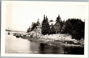 RPPC View on Dark Harbor ME Vintage Postcard X27