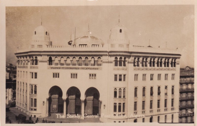 Algiers The Stately Central Post Office Real Photo Postcard