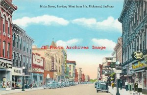 IN, Richmond, Indiana, Main Street, Looking West, Business Area, Teich No 5B119N 