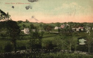 Vintage Postcard West View Of Countryside Landmark Wilton Connecticut John T Pub