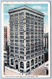 1917 BALTIMORE MD CONTINENTAL TRUST BUILDING POSTCARD TO SALISBURY RUTH MAYHEW