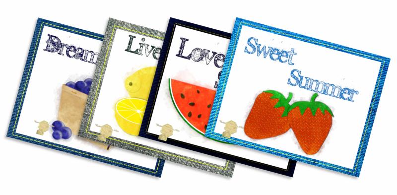 Handmade Postcards Sampler Set Digital Art Watercolor Summer Fruit All Occasion