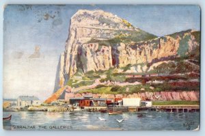 c1910's View Of Gibraltar The Galleries Oilette Tuck Art Antique Postcard