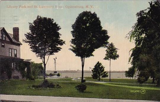 New York Ogdensburg Library Park And Saint Lawrence River 1910