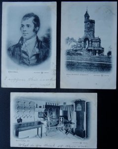 Scotland 3 x ROBERT BURNS Themed c1903 UB Postcard by W.R.& S.
