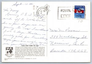 Gathering Irish Moss, Prince Edward Island, 1990 Postcard, Postal Code Postmark