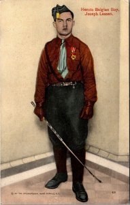 Photo Postcard Heroic Belgian Joseph Lessen Caught 11 Spies WWII Propaganda