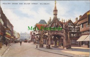 Wiltshire Postcard -Salisbury, Poultry Cross and Silver Street, Posted 1948-DC20