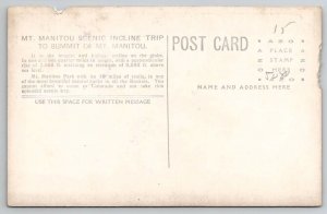 RPPC Mt. Manitou Scenic Incline Trip To Summit Colorado Postcard V28
