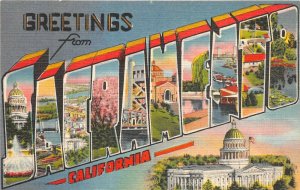 Sacramento California 1951 LARGE LETTER Greetings Postcard