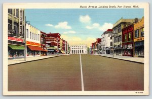 Port Huron Michigan Avenue~Montgomery Ward~Woolworth~JC Penney Store~1942 Linen