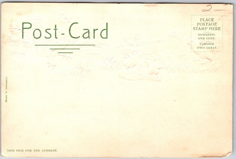 A Happy Easter, Holiday Greetings Card, Chicken and Little Chicks, Postcard