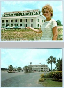 2 Postcards TIFTON, Georgia GA ~ Roadside MAGNOLIA PLANTATION 1960s-70s