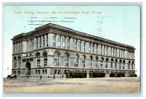 1910 Public Library in Washington St. Chicago IL Posted Antique Postcard