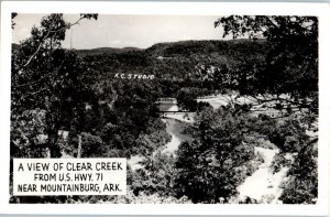 1950s View of Clear Creek from U.S. Hwy 71 Mountainburg AR RPPC Photo Postcard