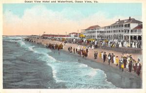 Ocean View Virginia Hotel Waterfront Antique Postcard K102619