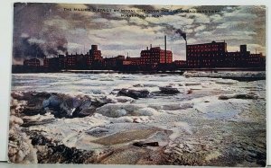 Minneapolis MN Milling District by Moonlight over the Ice-Bound Miss Postcard K7