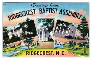 RIDGECREST, NC North Carolina ~ Multiview BAPTIST ASSEMBLY 1963 Linen Postcard
