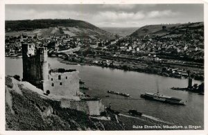 Sailing & navigation themed postcard Ruine Ehrenfels paddle steamer barge