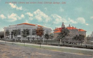 Public Library Antlers Hotel Springfield CO USA Postcard