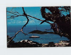 Postcard Charlotte Amalie Harbor from Rapune Hill St. Thomas Virgin Islands USA