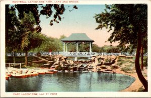 VINTAGE POSTCARD PARC LAFONTAINE LAC ET POINT QUEBEC PROVINCE CANADA c. 1930