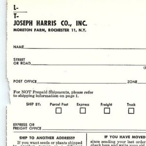 1960 JOSEPH HARRIS CO MORETON FARM ROCHESTER NY GARDEN SEEN ORDER FORM Z5537