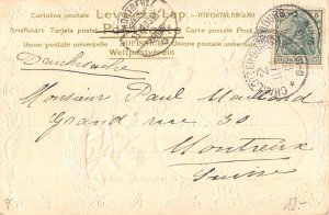 L225 Easter Greetings 1903 Cherubs floral egg baloon shamrock embossed postcard