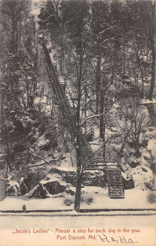 Port Deposit Maryland Jacob's Ladder Staircase in Winter Postcard AA50334