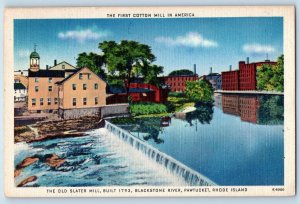 1948 Old Slater Mill Blackstone River Building Pawtucket Rhode Island Postcard