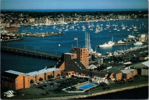 CONTINENTAL SIZE POSTCARD DOUBLE TREE ISLANDER HOTEL GOAT ISLAND NEWPORT R.I.