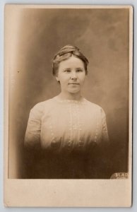 RPPC Lovely Edwardian Woman Portrait Fading Clouds c1907 Postcard P21