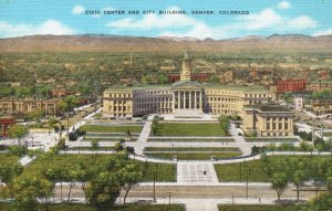 Vintage Postcard Civic Center City Building Business District Denver Colorado CO