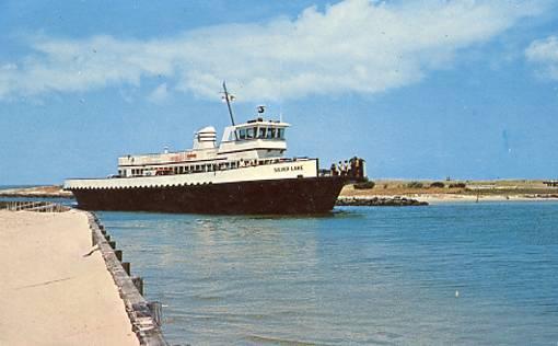 NC - Outer Banks. Silver Lake Ferry entering Ocracoke from Cedar Island