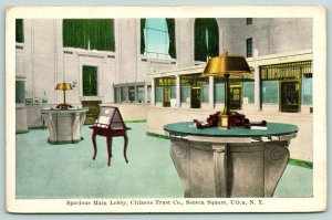 Utica New York~Citizens Trust Co~Bank Lobby Teller Cages~Seneca Square~1916