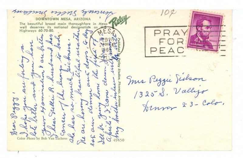 AZ - Mesa. Main Street ca 1960