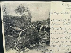 Postcard 1903 Mailing Card- Shady Glen Wood Turning Mill & Falls T9