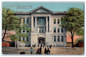 1912 South Side School View Spartanburg South Carolina SC Posted People Postcard