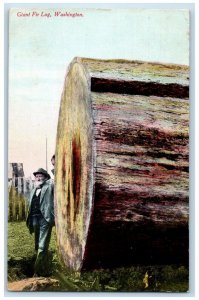 1918 Old Man Standing, Giant Fir Log, Washington Antique Posted Postcard 