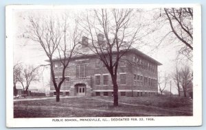 PRINCEVILLE, Illinois IL ~ PUBLIC SCHOOL Dedicated 1908 Peoria County Postcard